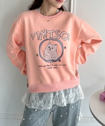 キュートキャットプリントスウェットプルオーバー