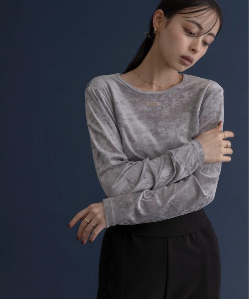【セール】ベロアメッシュ プレート付きトップス（Tシャツ/カットソー）｜Eimee Law（エイミーロウ）