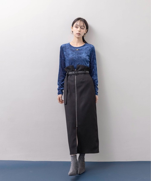 【セール】ベロアメッシュ プレート付きトップス（Tシャツ/カットソー）｜Eimee Law（エイミーロウ）