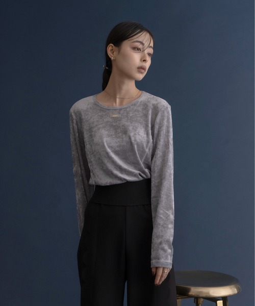【セール】ベロアメッシュ プレート付きトップス（Tシャツ/カットソー）｜Eimee Law（エイミーロウ）