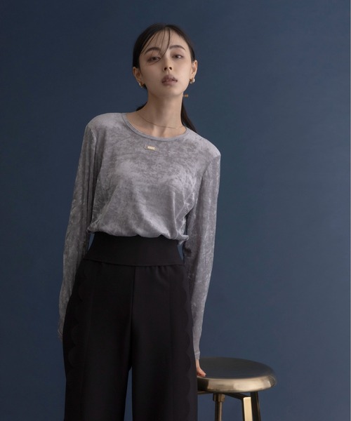 【セール】ベロアメッシュ プレート付きトップス（Tシャツ/カットソー）｜Eimee Law（エイミーロウ）