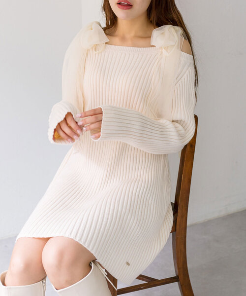 肩リボンニットミニワンピ（ワンピース）｜OLIVE des OLIVE（オリーブ