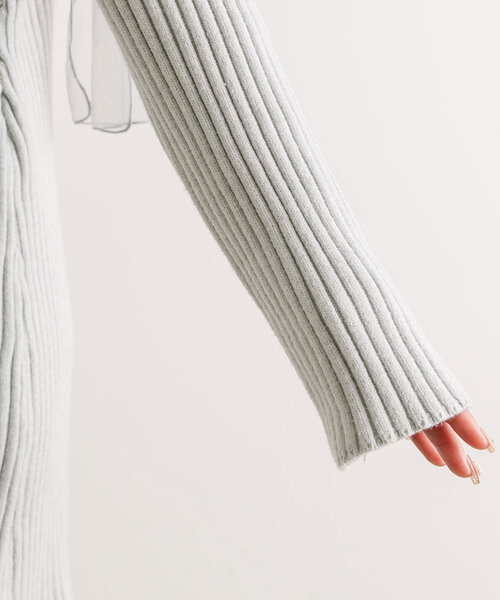 OLIVE des OLIVE（オリーブデオリーブ）の「肩リボンニットミニワンピ（ワンピース・レディース・サックスブルー/トップグレー/オフホワイト・FREE）」の21枚目の写真
