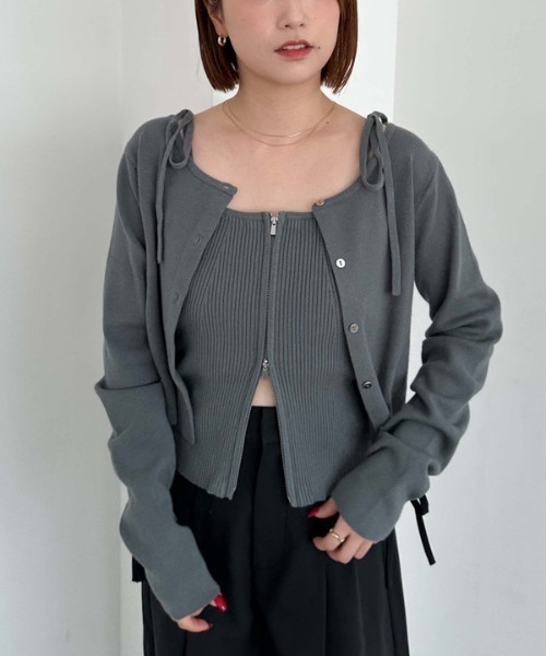 archives（アルシーヴ）の「マルチｗａｙモチモチニットアンサンブル（ニット/セーター・レディース・ブラック/アイボリー/ブルー/ワインレッド・MEDIUM）」の3枚目の写真