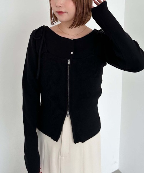 archives（アルシーヴ）の「マルチｗａｙモチモチニットアンサンブル（ニット/セーター・レディース・ブラック/アイボリー/ブルー/ワインレッド・MEDIUM）」の2枚目の写真