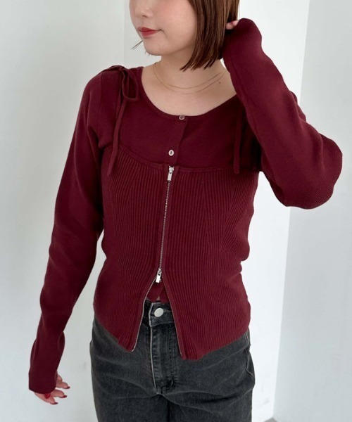 archives（アルシーヴ）の「マルチｗａｙモチモチニットアンサンブル（ニット/セーター・レディース・ブラック/アイボリー/ブルー/ワインレッド・MEDIUM）」の4枚目の写真