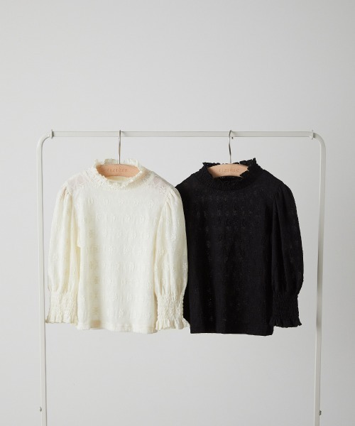 riziere（リジェール）の「フラワーレースシャーリングカラープルオーバー(MOMとお揃い)（シャツ/ブラウス・キッズ・アイボリー/ブラック・90/100/110/120/130/140/150）」の12枚目の写真