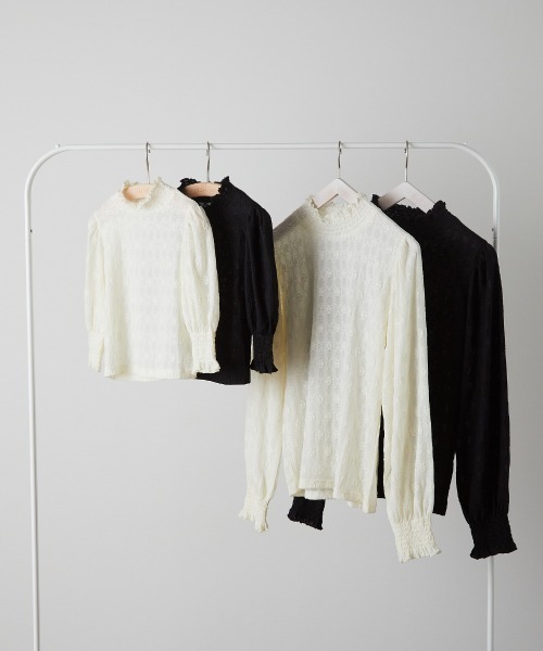 riziere（リジェール）の「フラワーレースシャーリングカラープルオーバー(MOMとお揃い)（シャツ/ブラウス・キッズ・アイボリー/ブラック・90/100/110/120/130/140/150）」の13枚目の写真