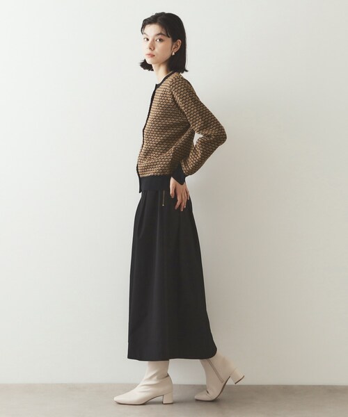 OPAQUE.CLIP（オペークドットクリップ）の「◆幾何学柄ジャカード ニットカーディガン【洗濯機洗い可/抗ピル】（カーディガン/ボレロ・レディース・キャメル/ホワイト系1・40/38/42）」の5枚目の写真