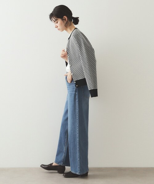 OPAQUE.CLIP（オペークドットクリップ）の「◆幾何学柄ジャカード ニットカーディガン【洗濯機洗い可/抗ピル】（カーディガン/ボレロ・レディース・キャメル/ホワイト系1・40/38/42）」の9枚目の写真