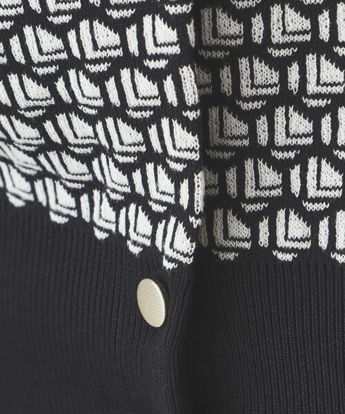 セール】幾何学柄ジャカード ニットカーディガン【洗濯機洗い可/抗ピル