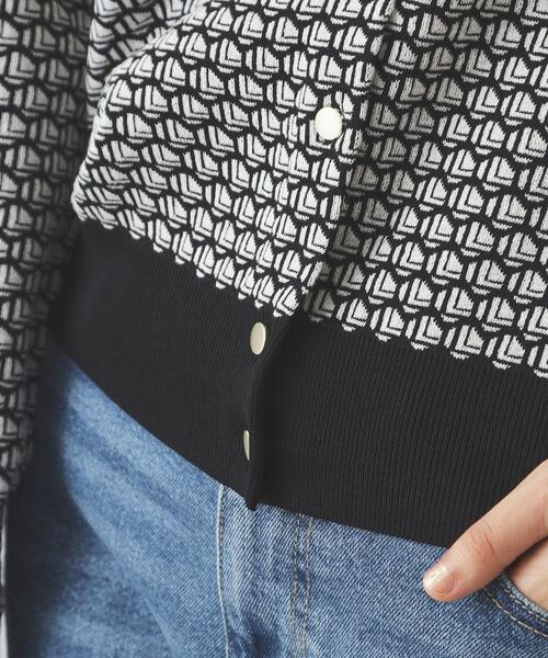 セール】幾何学柄ジャカード ニットカーディガン【洗濯機洗い可/抗ピル