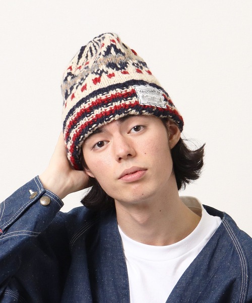 salle de bal（サルデバル）の「フェアアイル ニット ワッチキャップ（ニットキャップ/ビーニー・レディース・グレー/オレンジ/オフホワイト・FREE）」の4枚目の写真