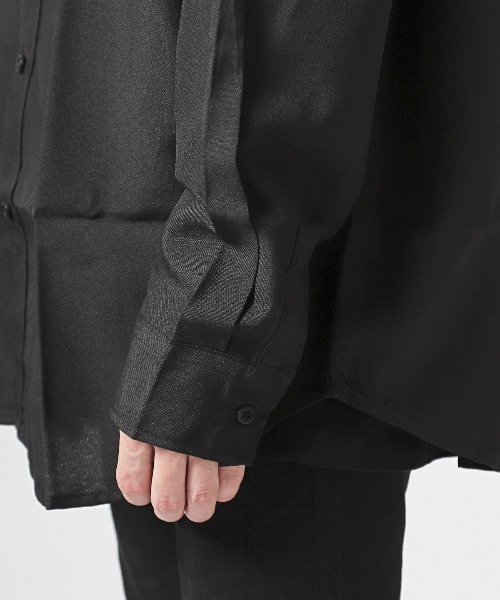 長袖シャツ　フルレングスパンツ 透け防止】 ワイド 長袖 形態安定 レディースシャツ(XS サックス