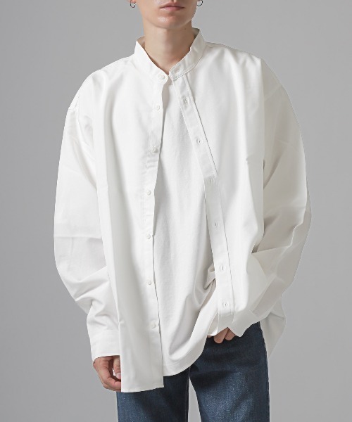 最終値下げ THE RERACS 23SS リネンライクバンドカラービッグシャツ 美品⭐︎THE RERACS リネンライクバンドカラービッグシャツ