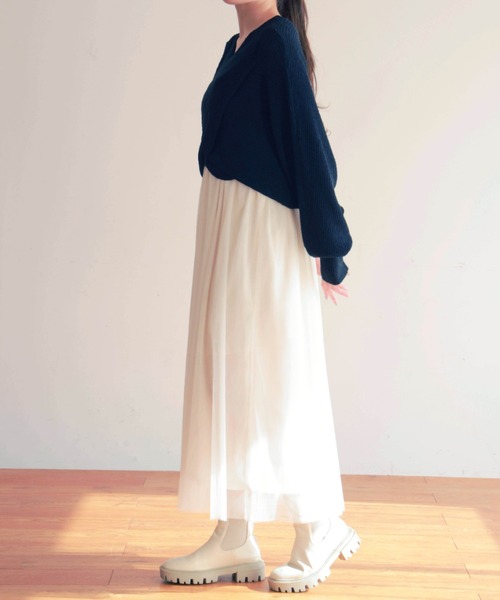 PURE BRIGHT(ピュアブライト)の「【前後2WAY】カシュクールニットプルオーバー(ニット/セーター・レディース・ピンク/レッド/ネイビー・FREE)」の11枚目の写真