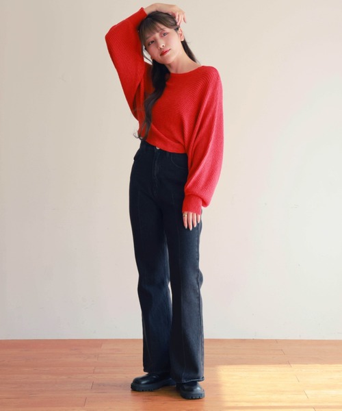 PURE BRIGHT(ピュアブライト)の「【前後2WAY】カシュクールニットプルオーバー(ニット/セーター・レディース・ピンク/レッド/ネイビー・FREE)」の5枚目の写真