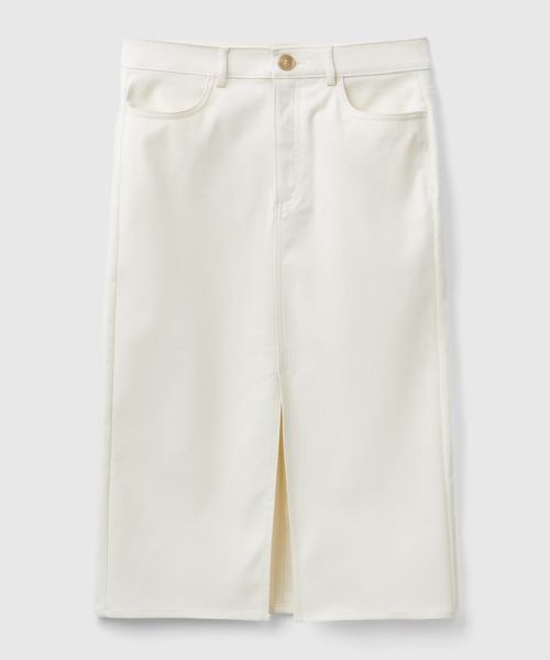 BENETTON (UNITED COLORS OF BENETTON)(ベネトンユナイテッドカラーズオブベネトン)の「コットン混スリット入り無地ミドル丈タイトスカート(スカート・レディース・ブラック/クリーム・44/40/38/42)」の10枚目の写真