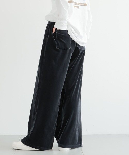 BARNYARDSTORM（バンヤードストーム）の「BARNYARDSTORM / ベロアワイドパンツ【WEB限定】マシンウォッシャブル（スウェットパンツ・レディース・ブラック/ピンク/チャコール/ベージュ/ライトイエロー・FREE）」の16枚目の写真