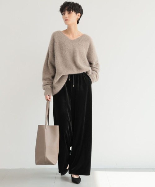 BARNYARDSTORM（バンヤードストーム）の「BARNYARDSTORM / ベロアワイドパンツ【WEB限定】マシンウォッシャブル（スウェットパンツ・レディース・ブラック/ピンク/チャコール/ベージュ/ライトイエロー・FREE）」の17枚目の写真