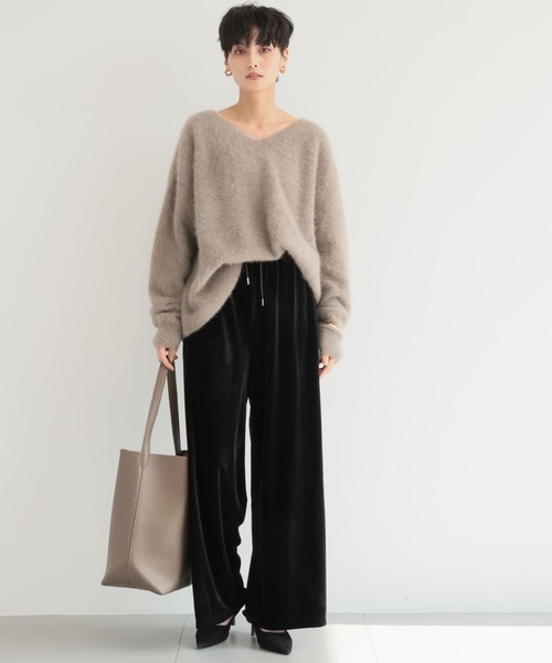 BARNYARDSTORM（バンヤードストーム）の「BARNYARDSTORM / ベロアワイドパンツ【WEB限定】マシンウォッシャブル（スウェットパンツ・レディース・ブラック/ピンク/チャコール/ベージュ/ライトイエロー・FREE）」の12枚目の写真