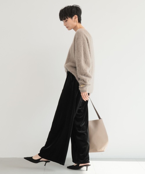 BARNYARDSTORM（バンヤードストーム）の「BARNYARDSTORM / ベロアワイドパンツ【WEB限定】マシンウォッシャブル（スウェットパンツ・レディース・ブラック/ピンク/チャコール/ベージュ/ライトイエロー・FREE）」の13枚目の写真