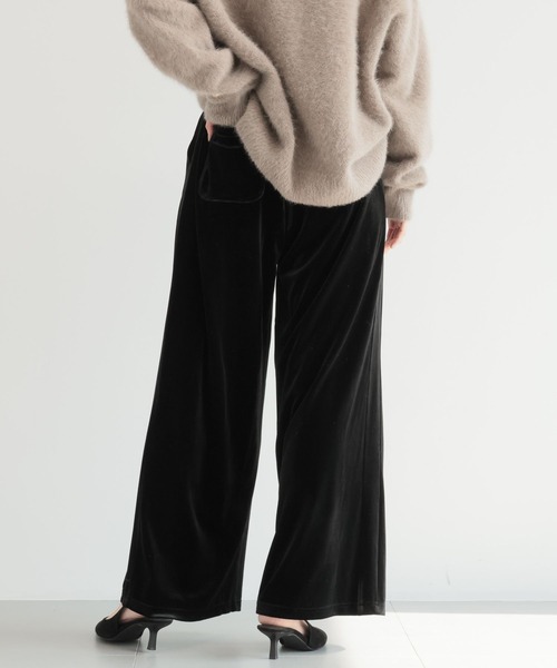 BARNYARDSTORM（バンヤードストーム）の「BARNYARDSTORM / ベロアワイドパンツ【WEB限定】マシンウォッシャブル（スウェットパンツ・レディース・ブラック/ピンク/チャコール/ベージュ/ライトイエロー・FREE）」の18枚目の写真