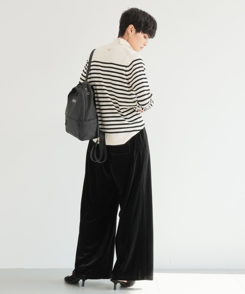 BARNYARDSTORM（バンヤードストーム）の「BARNYARDSTORM / ベロアワイドパンツ【WEB限定】マシンウォッシャブル（スウェットパンツ・レディース・ブラック/ピンク/チャコール/ベージュ/ライトイエロー・FREE）」の8枚目の写真