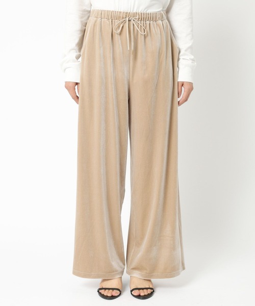 BARNYARDSTORM（バンヤードストーム）の「BARNYARDSTORM / ベロアワイドパンツ【WEB限定】マシンウォッシャブル（スウェットパンツ・レディース・ブラック/ピンク/チャコール/ベージュ/ライトイエロー・FREE）」の10枚目の写真