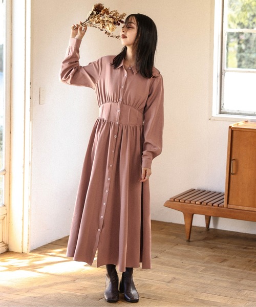 La-gemme(ラジェム)の「ウエストシェイプワンピース(ワンピース・レディース・ベージュ/ブラック/グレー系その他/コーラル・L/M)」の17枚目の写真