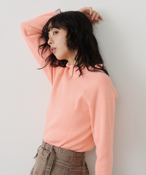 Unitage（ユニテージ）の「配色タートルリブニット（ニット/セーター・レディース・ピンク/ボルドー/ネイビー/アイボリー・FREE）」の10枚目の写真