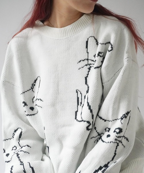 アディアム CAT STREET SWEATER キャット ストリート セーター ブランドオフ ADEAM コットン その他トップス 中古 レディース アディアム(ADEAM)アディアム CAT STREET SWEATER キャット