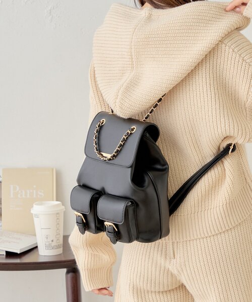 Chico（チコ）の「【500mlペットボトル収納可】2ポケットバックパック（バックパック/リュック・レディース・ブラック/ブラウン/アイボリー・FREE）」の22枚目の写真