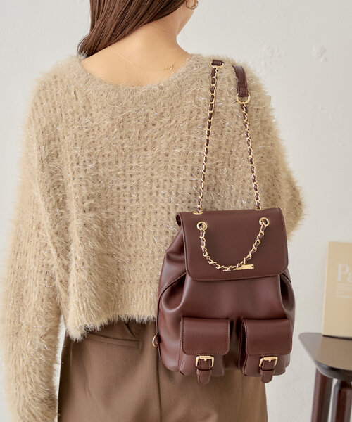 Chico（チコ）の「【500mlペットボトル収納可】2ポケットバックパック（バックパック/リュック・レディース・ブラック/ブラウン/アイボリー・FREE）」の16枚目の写真