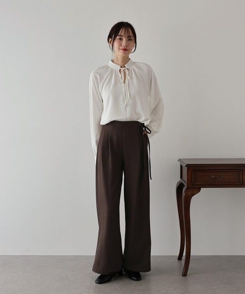 BLUEEAST(ブルーイースト)の「サイドリボンワイドパンツ(スラックス・レディース・グレー/ブラック/ブラウン・MEDIUM)」の17枚目の写真