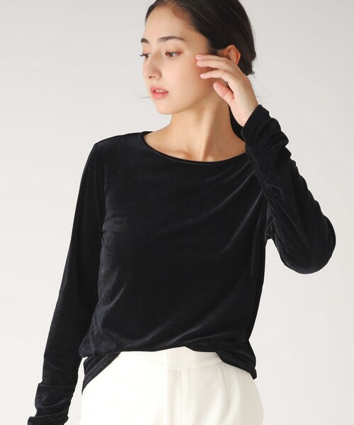 COUP DE CHANCE（クードシャンス）の「【洗える／日本製】ベロア調プルオーバージャージ（Tシャツ/カットソー・レディース・ホワイト/ブラック・36/38/40/34）」の2枚目の写真