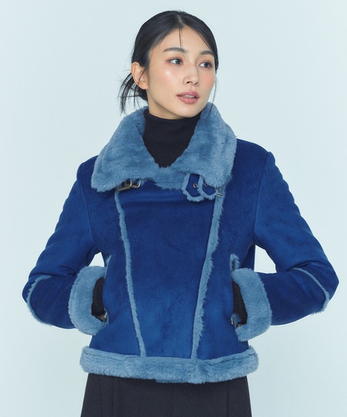 BLUE×PALANG（ブルーパラン）の「FUR BOA JACKET（ムートンコート・レディース・ライトブルー/グレー/ネイビー・FREE）」の17枚目の写真