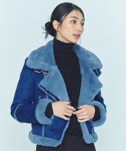 BLUE×PALANG（ブルーパラン）の「FUR BOA JACKET（ムートンコート・レディース・ライトブルー/グレー/ネイビー・FREE）」の19枚目の写真