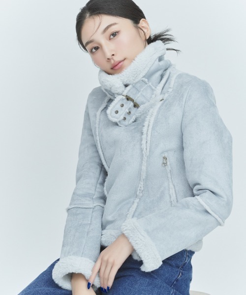 BLUE×PALANG（ブルーパラン）の「FUR BOA JACKET（ムートンコート・レディース・ライトブルー/グレー/ネイビー・FREE）」の21枚目の写真