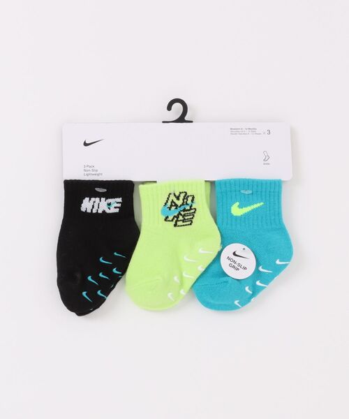 NIKE(ナイキ)の「【NIKE】NHN RHYTHM RUSH 3PK GRIPPER/ナイキ/ソックス/3足セット/ベビー(ソックス/靴下・キッズ・ブルー/ブラック・6-12M)」の1枚目の写真