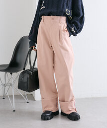 配色ステッチターンバックパンツ