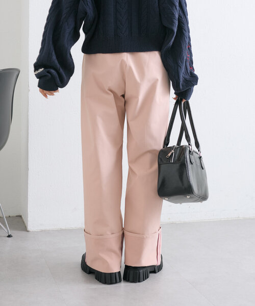 w closet(ダブルクローゼット)の「配色ステッチターンバックパンツ(その他パンツ・レディース・チャコールグレー/ピンク/ベージュ・FREE)」の14枚目の写真