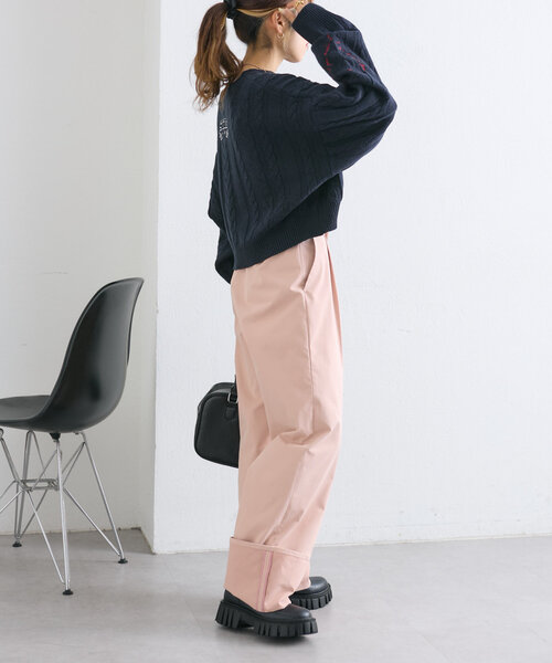 w closet(ダブルクローゼット)の「配色ステッチターンバックパンツ(その他パンツ・レディース・チャコールグレー/ピンク/ベージュ・FREE)」の20枚目の写真