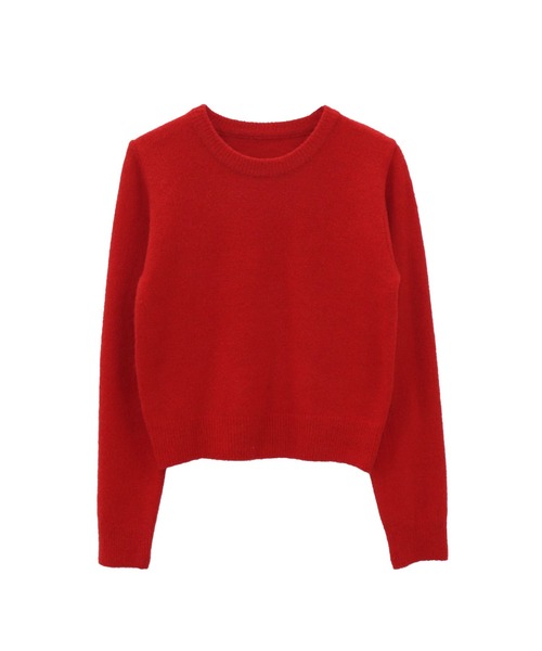 セール】クルーネックベーシッククロップドニットトップス