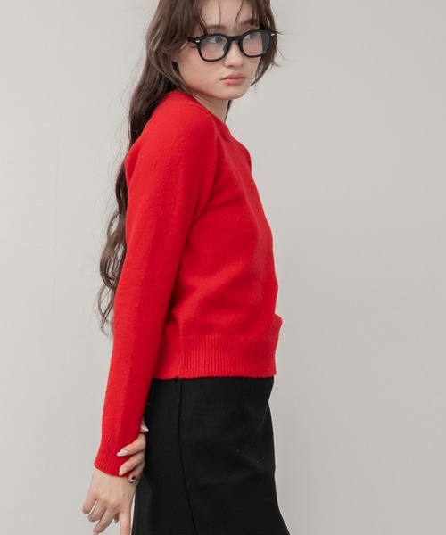 新色追加】クルーネックベーシッククロップドニットトップス