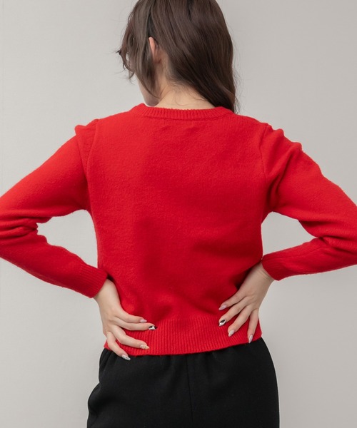 セール】【新色追加】クルーネックベーシッククロップドニットトップス