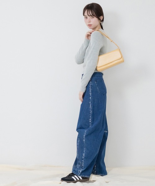 HEILIS(ヘイリス)の「【新色追加】クルーネックベーシッククロップドニットトップス / ブラウン チャコールグレー グレー ブラック 茶色 ウールブレンド ショート丈 ネイビー レッド グレー ピンク アイボリー オフホワイト ホワイトノームコア オフィスカジュアル クルーネック 短丈 赤ニット 韓国 無地 シンプル ベーシック オフィスカジュアル(ニット/セーター・レディース・ネイビー/レッド/グレー/ピンク/アイボリー/ブラウン/チャコールグレー・FREE)」の12枚目の写真