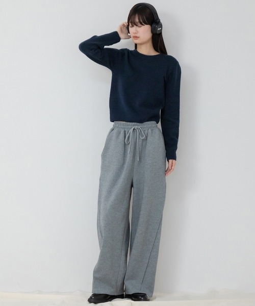 セール】クルーネックベーシッククロップドニットトップス / ウール