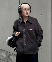 Chikashitsu +(チカシツプラス)の【Chikashitsu +】fake suede zipper blouson /  【チカシツプラス】フェイクスエードスナップボタン&ジッパーブルゾン(その他アウター)