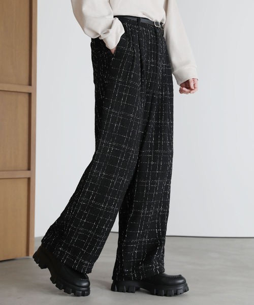ETELIO（エテリオ）の「2タックツイードワイドパンツ（その他パンツ・メンズ・ホワイト/ブラック・S/M/L）」の3枚目の写真